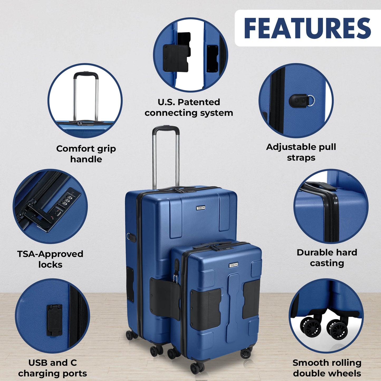 TACH Connectable Luggage 2pc Set Hard Shell Large + Carry-on 28