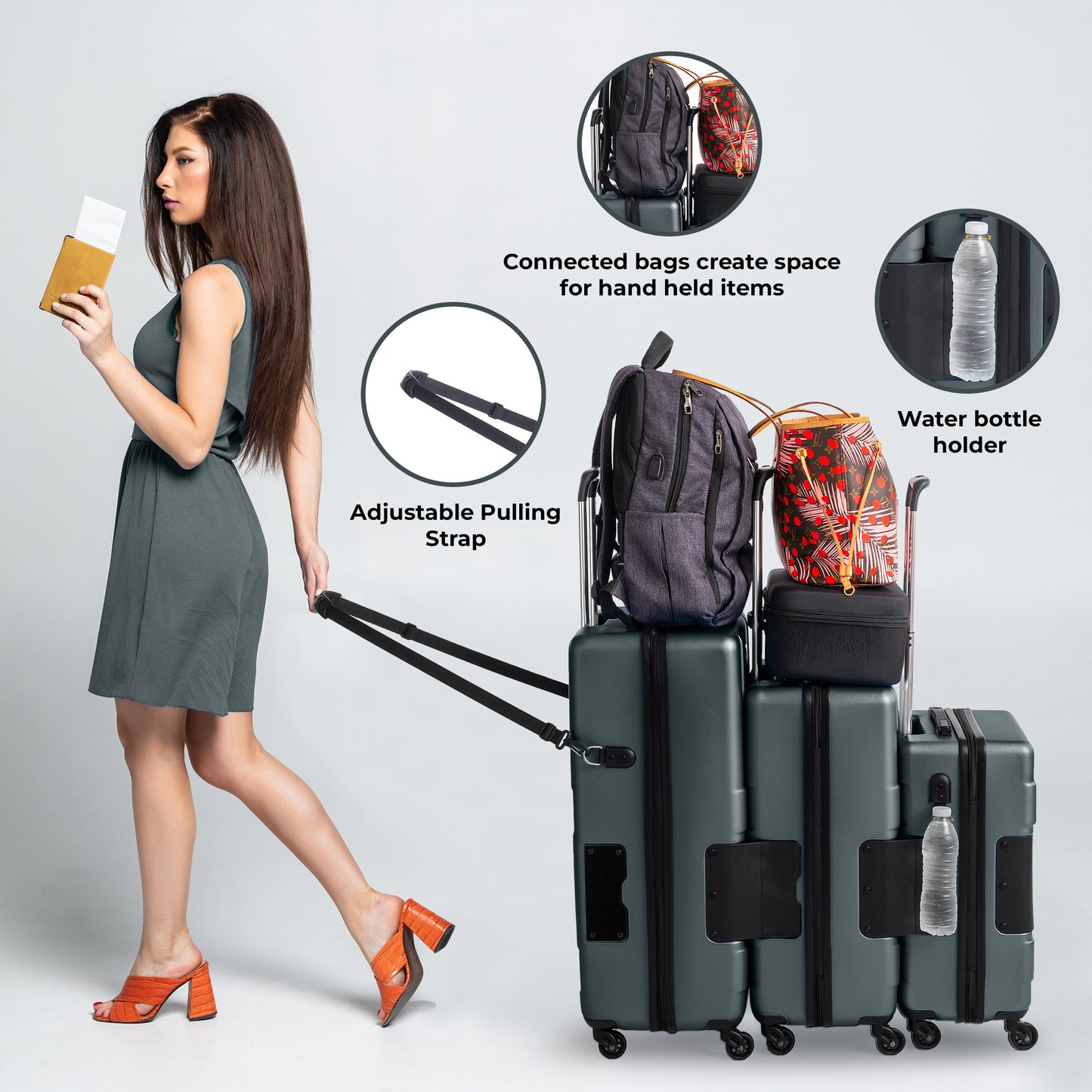 Arwani TACH Connectable 3 Pcs Luggage Set | 20, 24 & 28