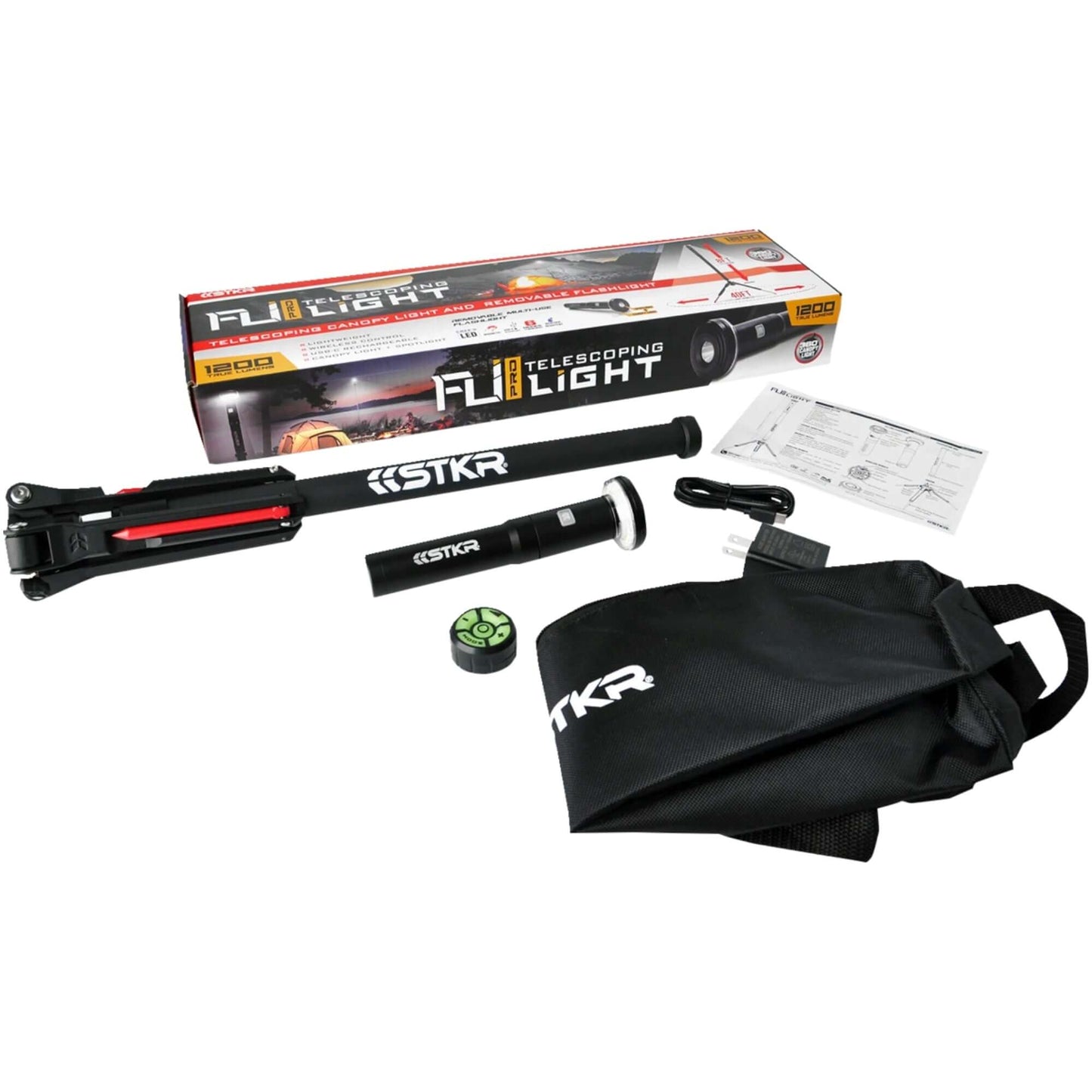 STKR Telescoping Rechargeable Area Light, 8 Foot extension, Removable Flashlight, Remote Control, 1200 Lumens, FLI PRO - DIY Store