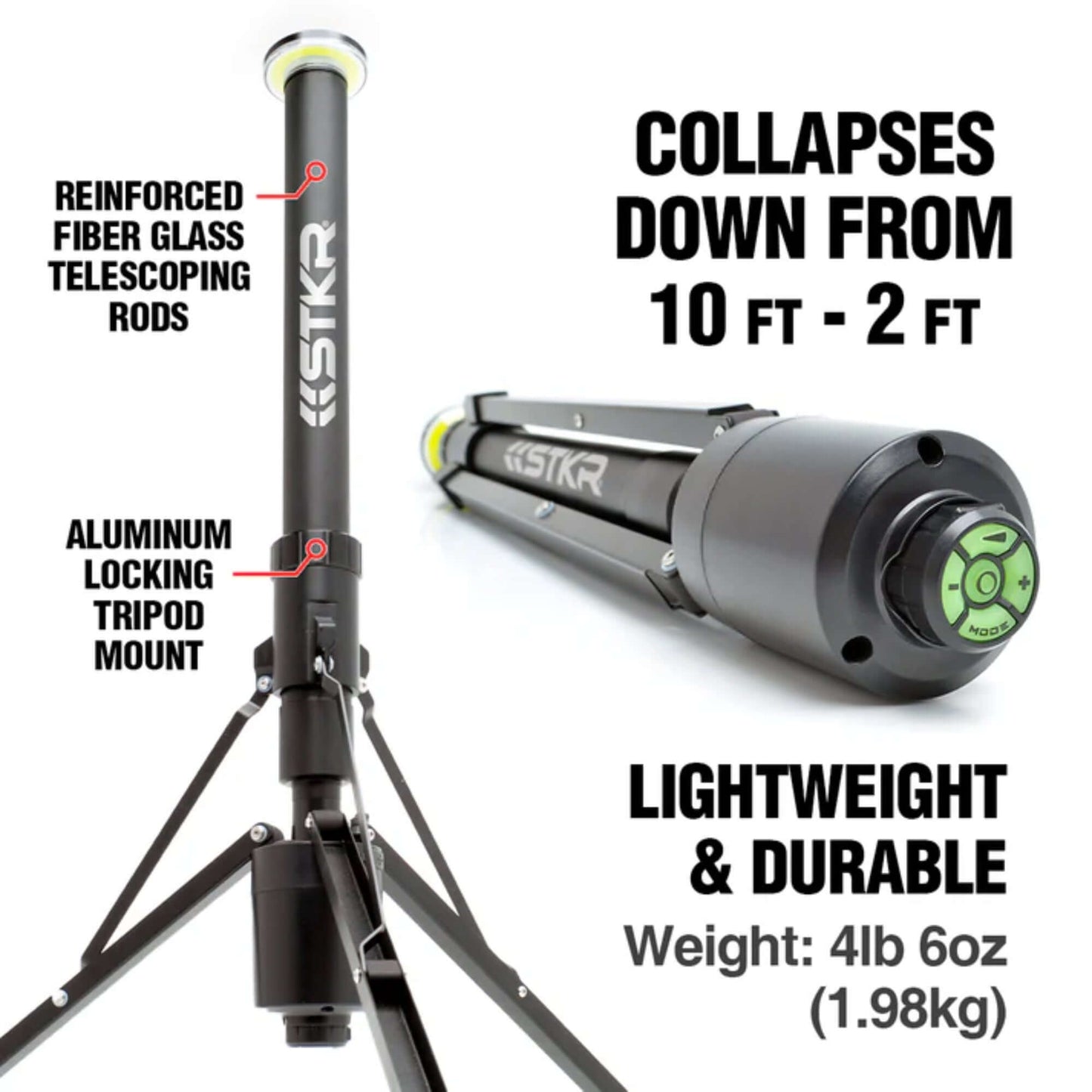 STKR Telescoping Rechargeable Area Light, 10 Foot extension, Remote Control, 2600 Lumens, Over-lander - DIY Store