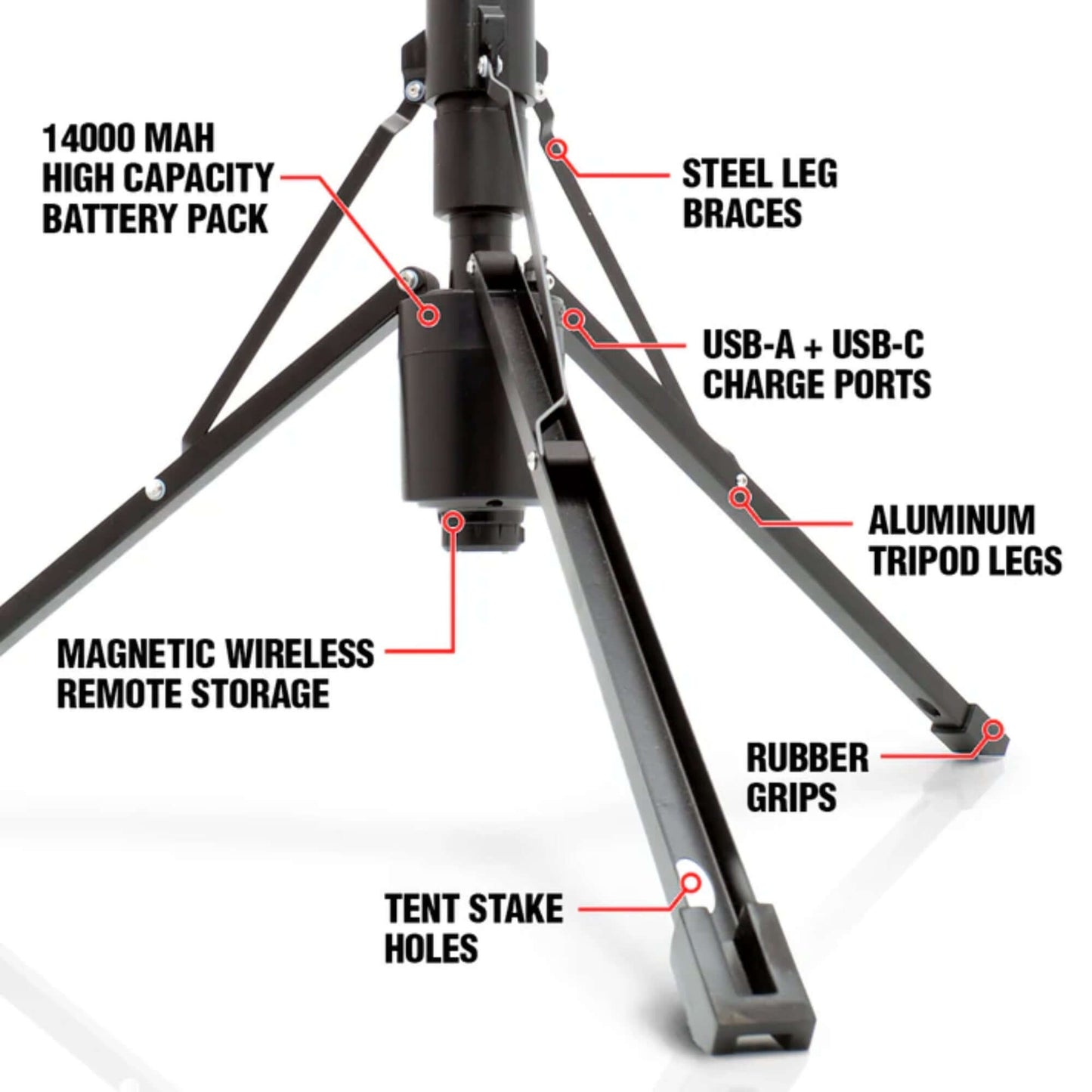 STKR Telescoping Rechargeable Area Light, 10 Foot extension, Remote Control, 2600 Lumens, Over-lander - DIY Store