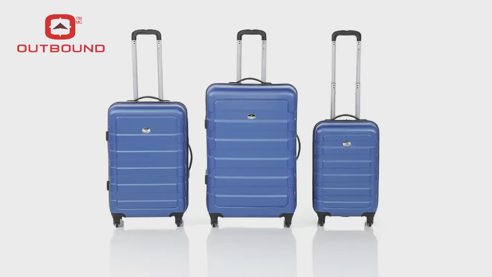 OUTBOUND 3-Piece Hardside Spinner Luggage Set, Includes 20", 24", and 28" Luggage bags - Blue
