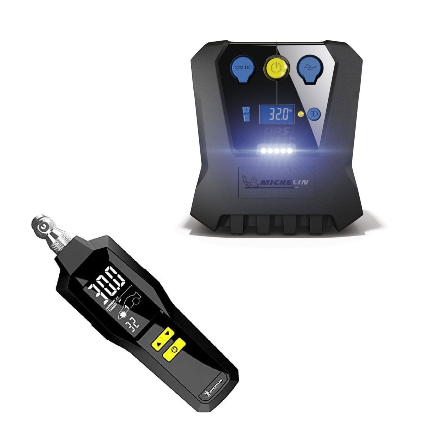 Arwani MICHELIN High Power Rapid Tire Inflator (12266) With Programmable Digital Tire Pressure Gauge (12294) Combo 