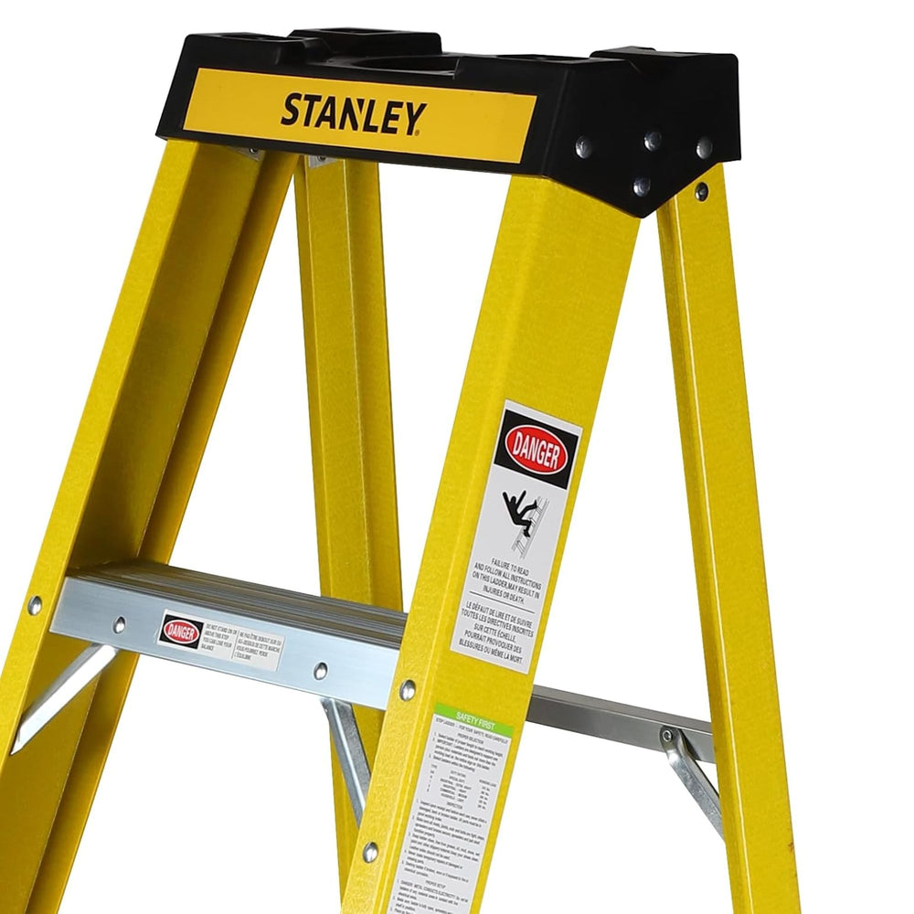 Arwani STANLEY Step Ladder 10 Steps Fibre Ladder Anti Slip Steps Non-Slip Rubber Edge Guards 150 KG Loading Capacity EN131 Approved 