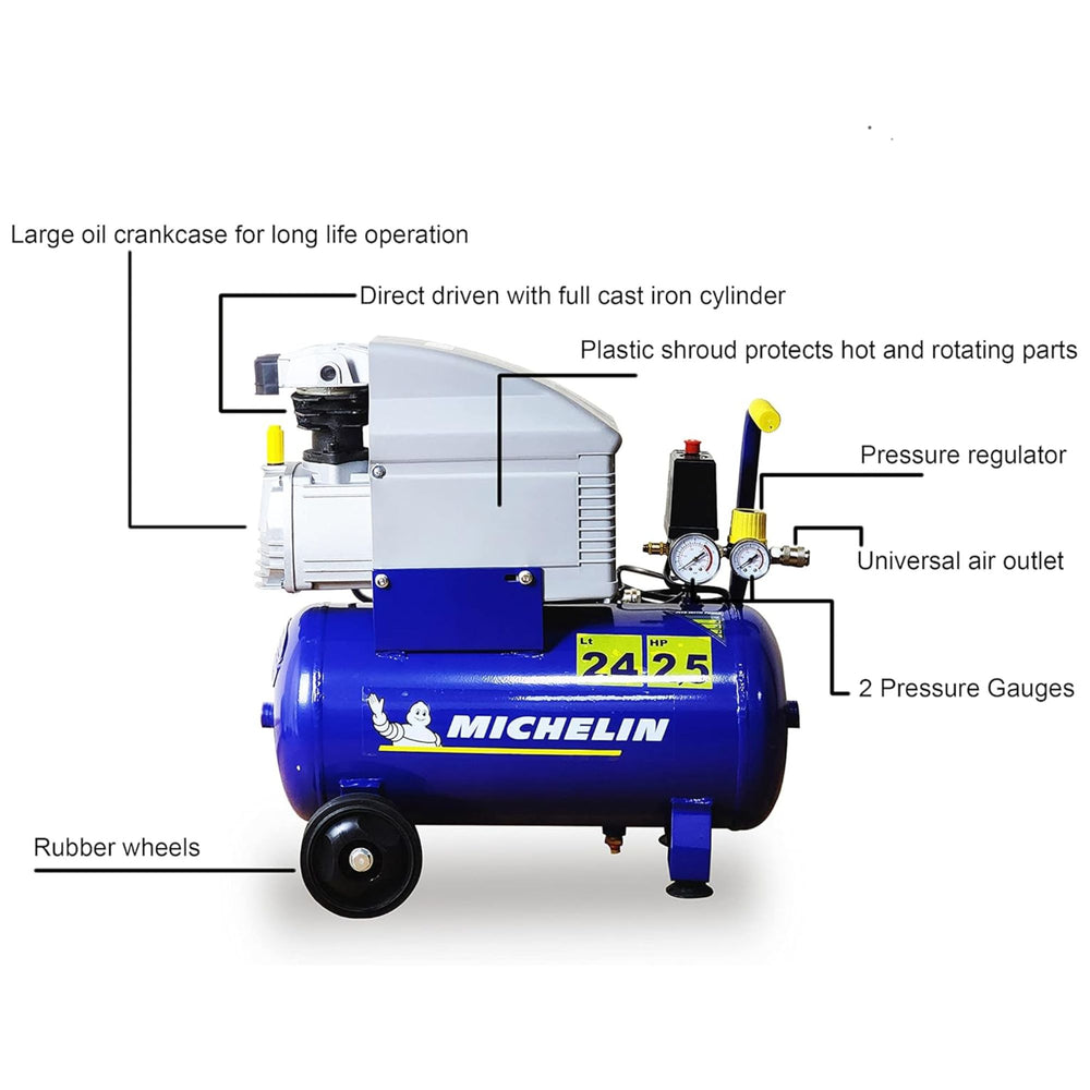 
                      
                        Arwani MICHELIN Air Compressor Direct Driven 24 L Tank 10 Bar Pressure - MB2425 
                      
                    