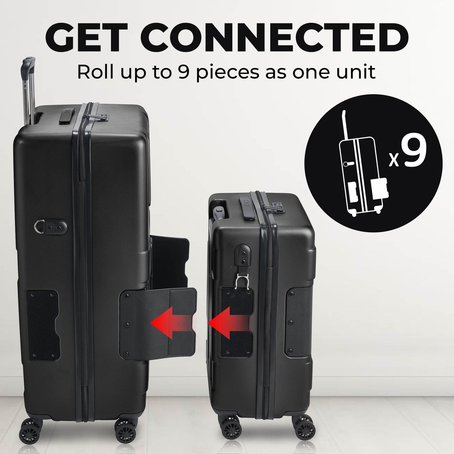 TACH Connectable Luggage 2pc Set Hard Shell Large + Carry-on 28"/20" inches - Arwani 