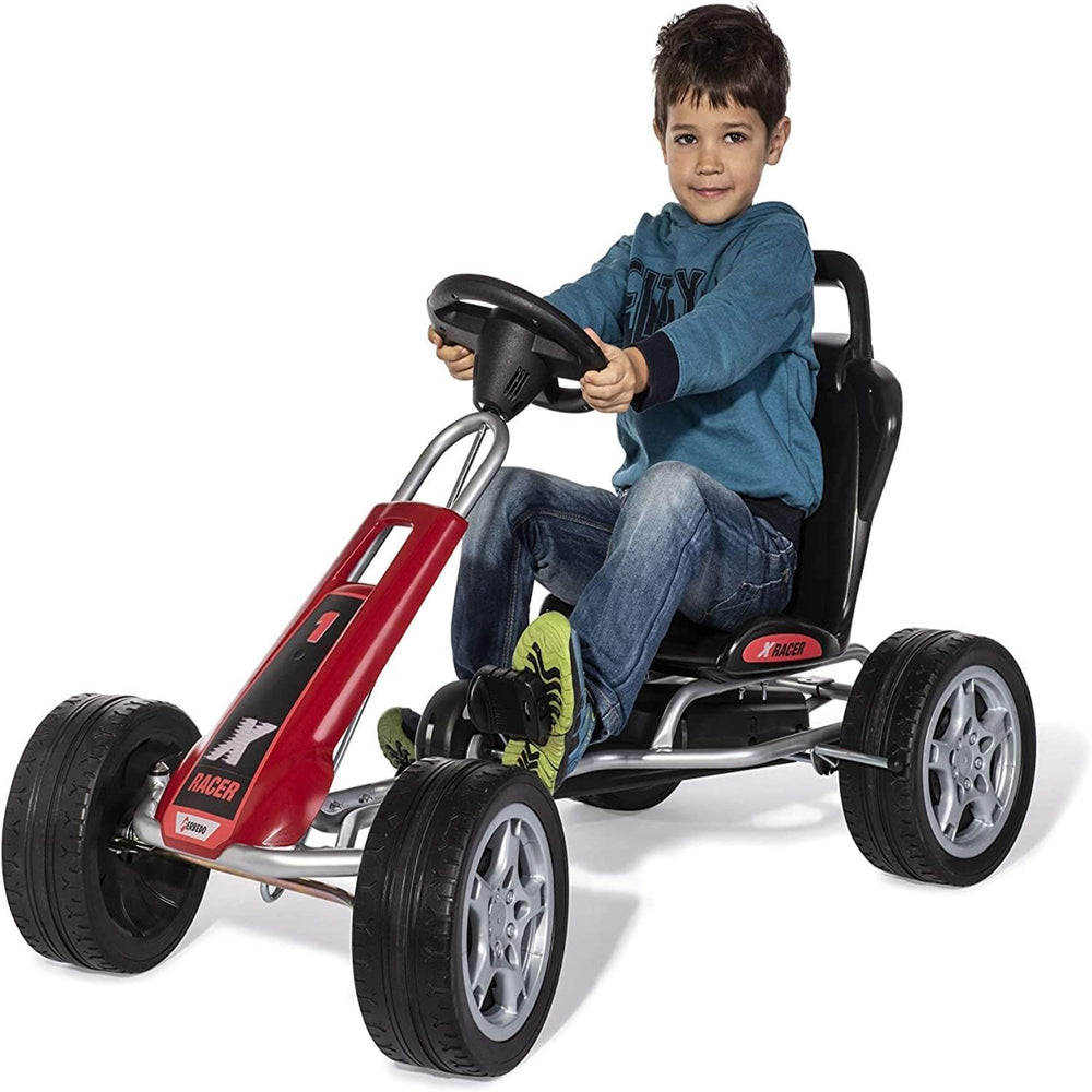 Arwani ROLLY TOYS Ferbedo Gokart X-Racer in Red/Black with Plastic Tyres and Adjustable Seat Pedal Cart for Kids 3-8 Years Old - 104000 