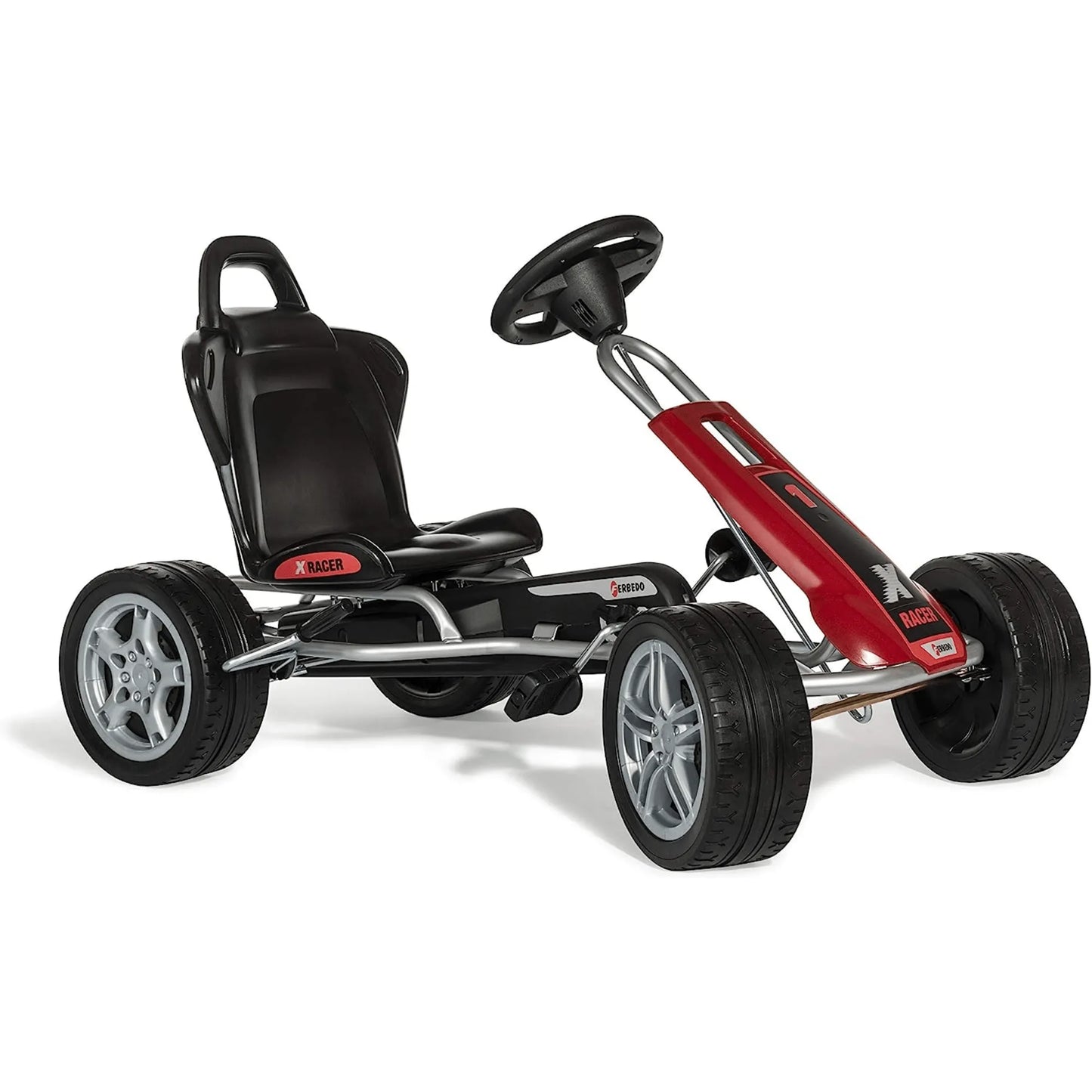 Arwani ROLLY TOYS Ferbedo Gokart X-Racer in Red/Black with Plastic Tyres and Adjustable Seat Pedal Cart for Kids 3-8 Years Old - 104000 