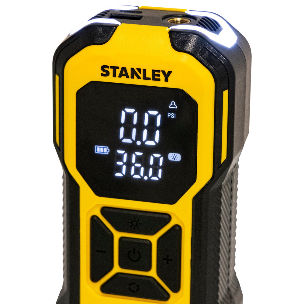 
                      
                        STANLEY Cordless Tire Inflator, Digital Gauge, Max Air Delivery 150 PSi, Built-in LED Light, Dual Power Sources
                      
                    