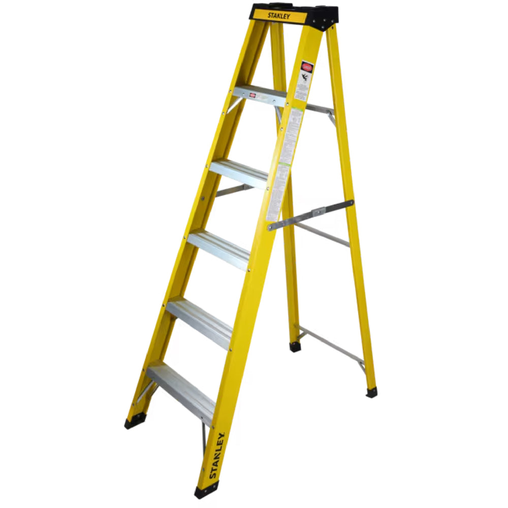 Arwani STANLEY Step Ladder 5 Steps Fibre Ladder Anti Slip Steps Non-Slip Rubber Edge Guards 150 KG Loading Capacity EN131 Approved 