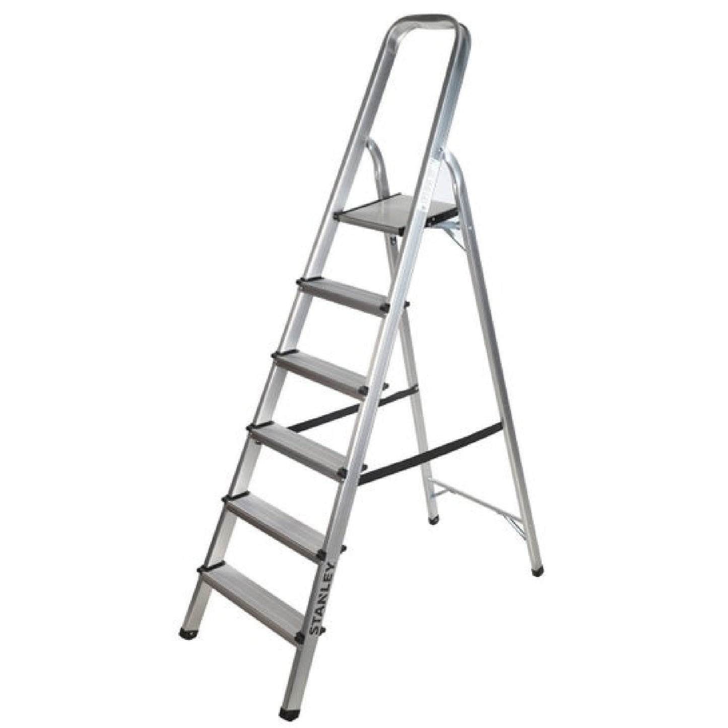 Arwani STANLEY Step Ladder 6 Steps Aluminum Ladder Anti Slip Steps Non-Slip Rubber Edge Guards 150 KG Loading Capacity EN131 Approved 