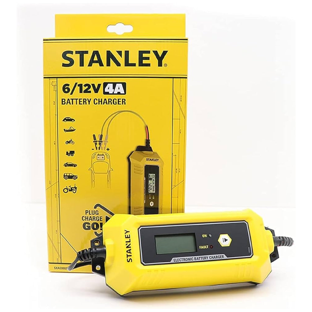 STANLEY Car Battery Charger & Maintainer for All Types of 6-12V Lead Acid Batteries Automatic 8 Stage Operation - SXAE00025GB - Arwani 