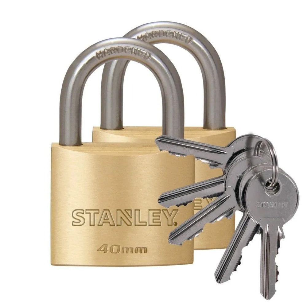 
                      
                        Arwani STANLEY Padlock Brass 40mm Standard Shackle with 5 Keys (2 Pcs Pack) 
                      
                    