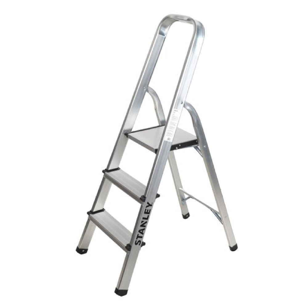 Arwani STANLEY Step Ladder 3 Steps Aluminum Ladder Anti Slip Steps Non-Slip Rubber Edge Guards 150 KG Loading Capacity EN131 Approved 